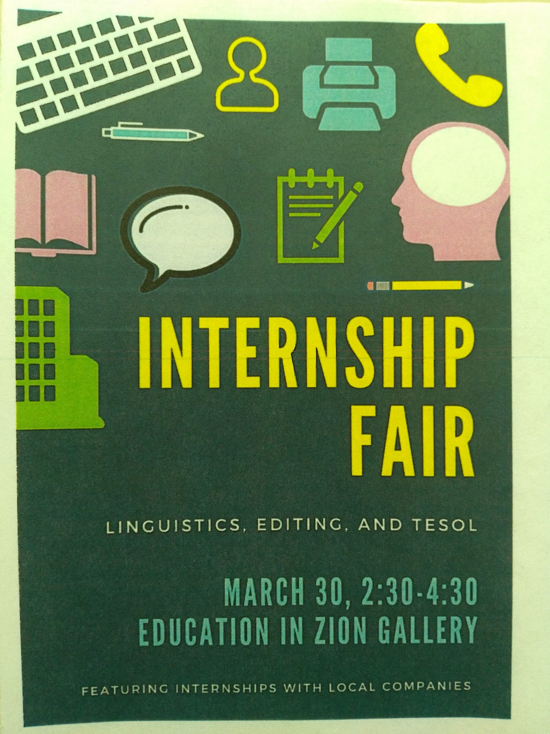 Linguistics, Editing, TESOL Internship Fair, March 30 English Internships