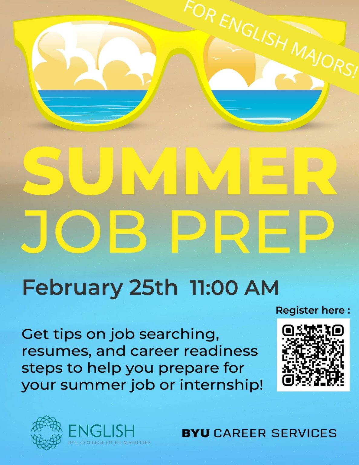 Job Prep for ENGLISH MAJORS Feb. 25, 11 am English Internships